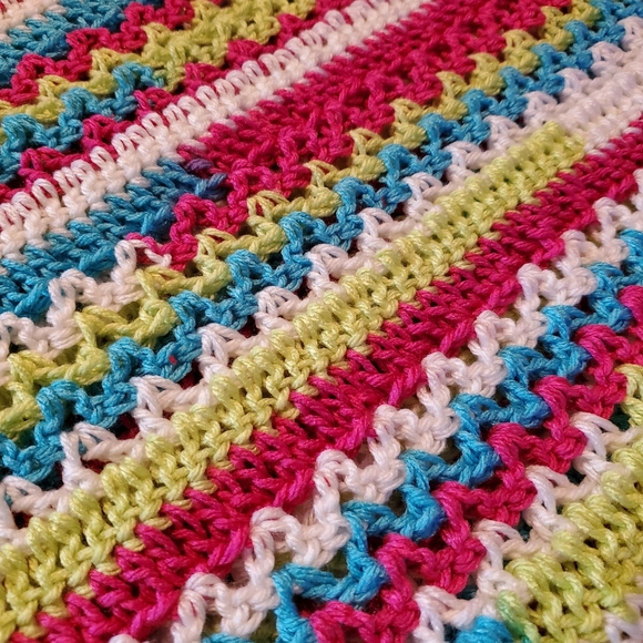 Crochet Candy Stripe Baby Blanket-Afghan/New - Picture 4 of 5